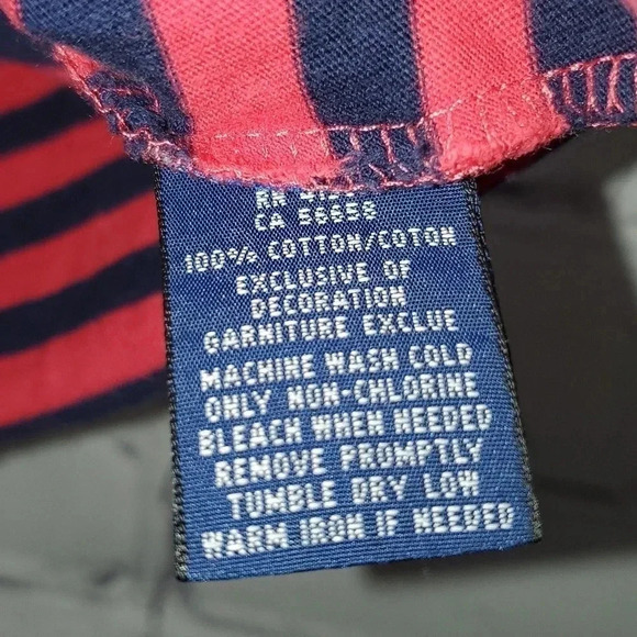 RALPH LAUREN T Shirt V Neck Horizontal Striped Size Medium - Picture 6 of 7